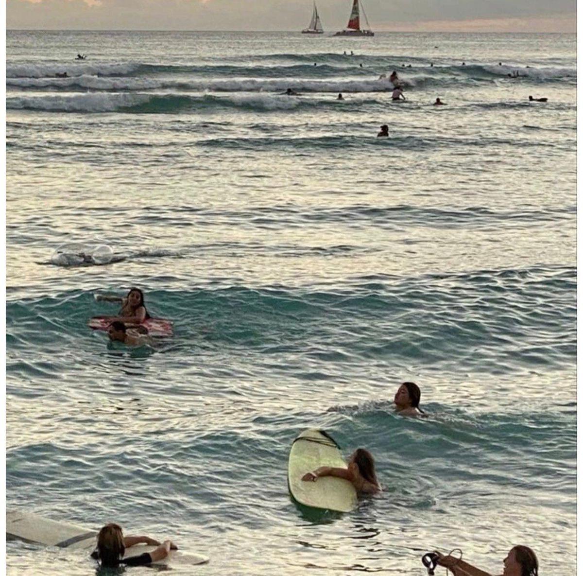 Surfers in the Atlantic line-up