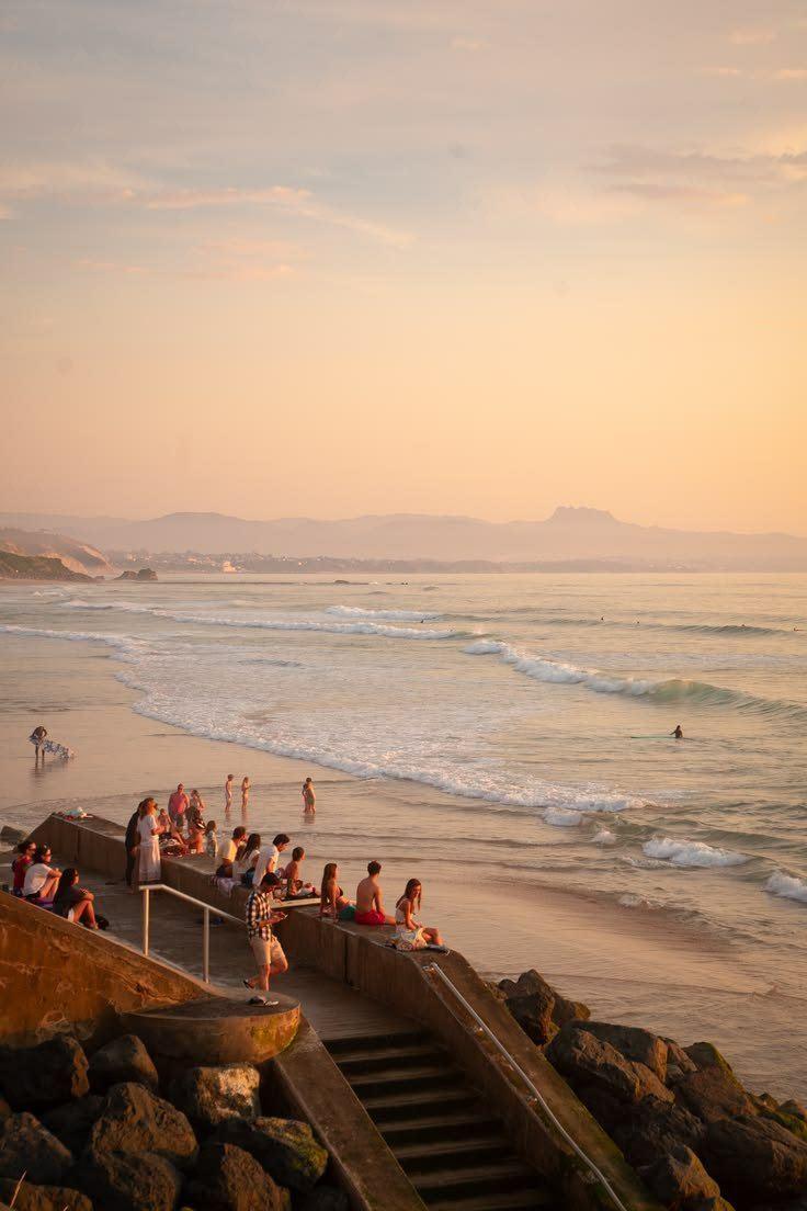 Biarritz beach at sunset
